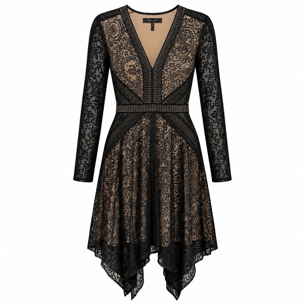 BCBGMAXAZRIA Whimsigoth Lace Dress Size Large Witchy Dark Romantic Coquette